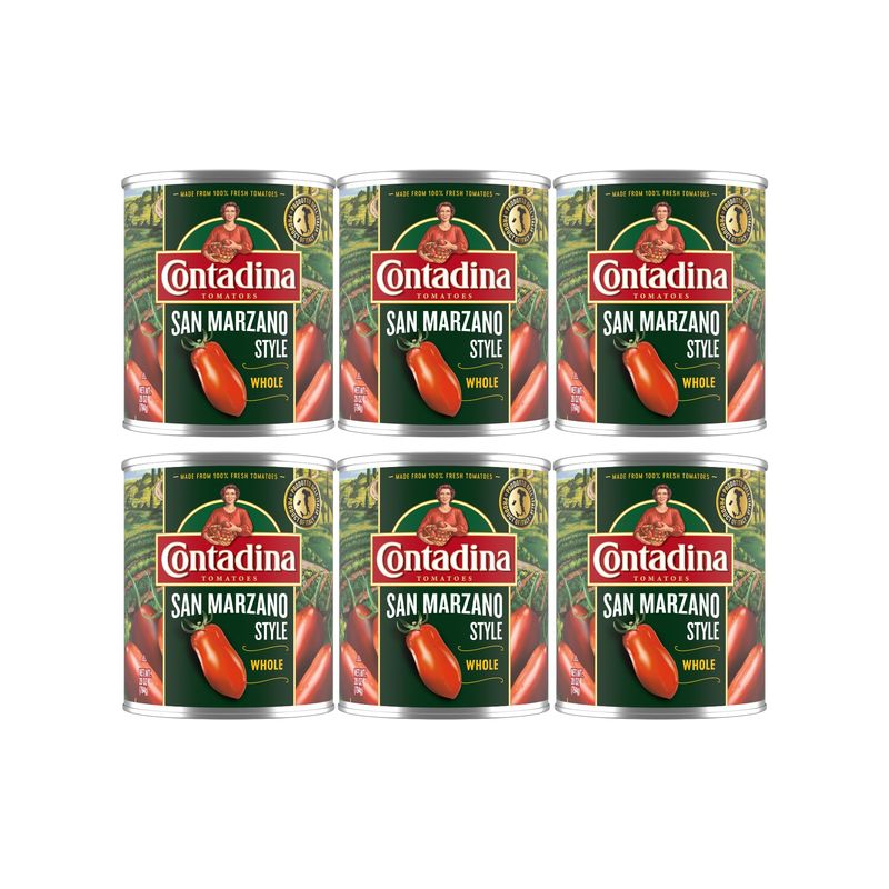 Contadina San Marzano Style Whole Tomatoes, 28 oz (Pack of 6 Cans)