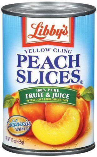 Libby&#39;s Yellow Cling Peach Slices in Pear Juices Concentrate (100% Pure) 15oz Cans (Pack of 6)