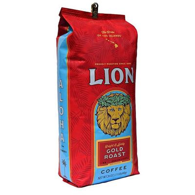 Lion Coffee Gold Roast Ground Coffee, Medium-Light Roast, A Taste of Aloha - 24 Ounce Bag