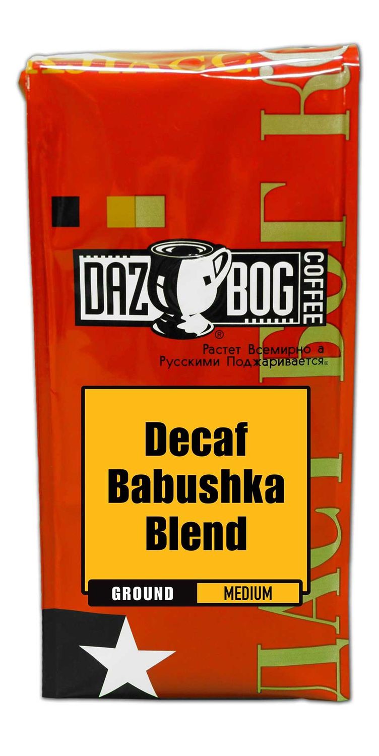 Dazbog Coffee | Decaf Babushka Blend | Ground | 11 oz. | Grandma&#39;s Coffee | Medium Roast Blend | Full-Bodied Coffee | Smooth, Clean Finish | Vacuum Sealed Freshness