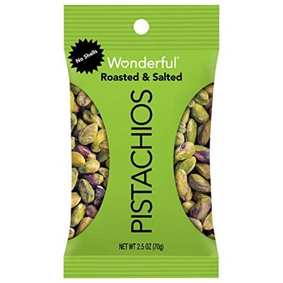 Wonderful Pistachios No Shells, Roasted &amp; Salted Nuts, 2.5 Ounce Bag, Protein Snacks, Healthy Snack, Lunch Snacks