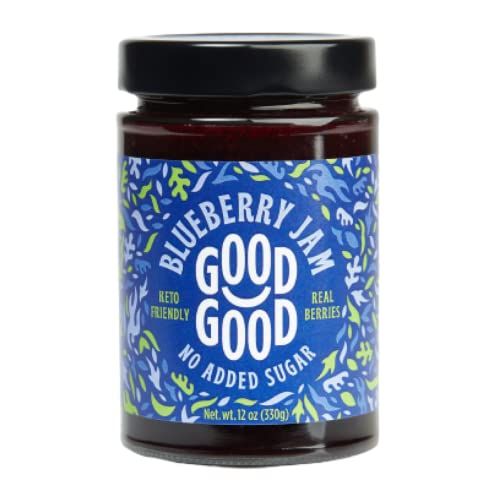 GOOD GOOD No Added Sugar Blueberry Jam - Keto Friendly Jelly - Low Carb, Low-Calorie and Vegan - Diabetic Friendly - 12oz / 330g (Pack of 1)
