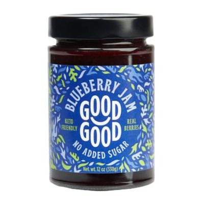 GOOD GOOD No Added Sugar Blueberry Jam - Keto Friendly Jelly - Low Carb, Low-Calorie and Vegan - Diabetic Friendly - 12oz / 330g (Pack of 1)