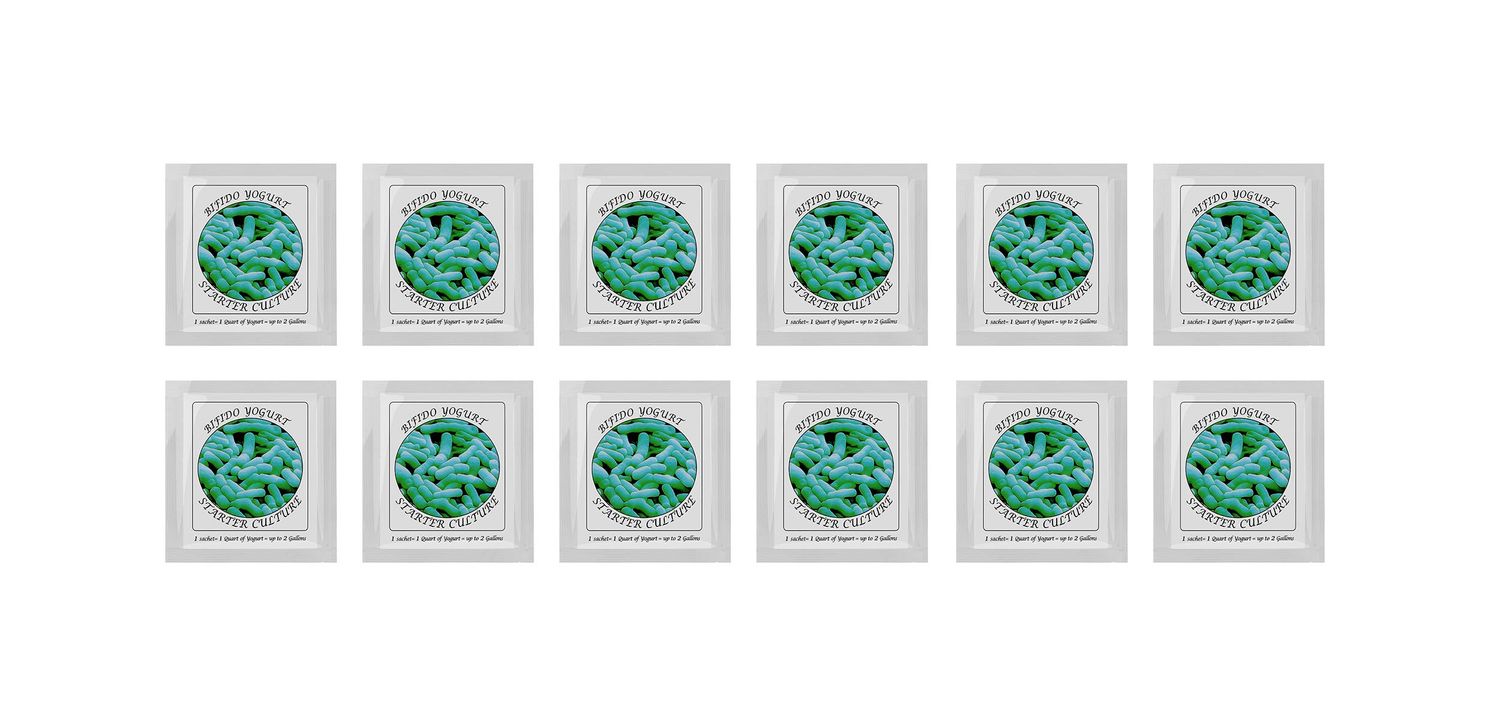Yogurt Starter Cultures - Pack of 12 Freeze-dried Culture Sachets for Bifido Yogurt (12)