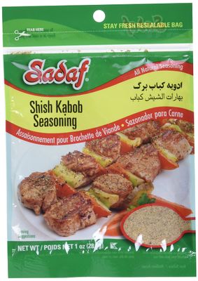 Sadaf Shish Kabob Seasoning - Kebab Seasoning for Cooking and Food Flavoring - Middle Eastern Spices and Seasonings - Persian Kabob Spice - Kosher - 1 Oz Resealable Bag