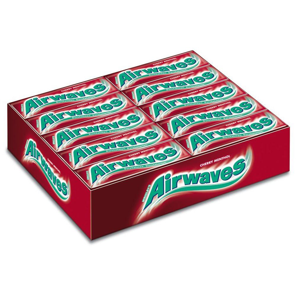 Airwaves Cherry Menthol Gum. Case of 30 Packs