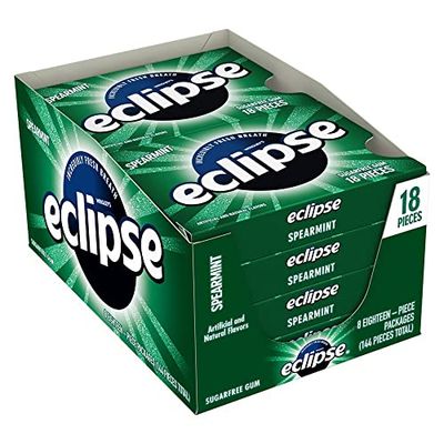 Eclipse Gum Spearmint Sugar Free Gum,18 Count (Pack of 8)