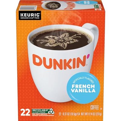 Dunkin&#39; French Vanilla Flavored Coffee, 88 Keurig K-Cup Pods