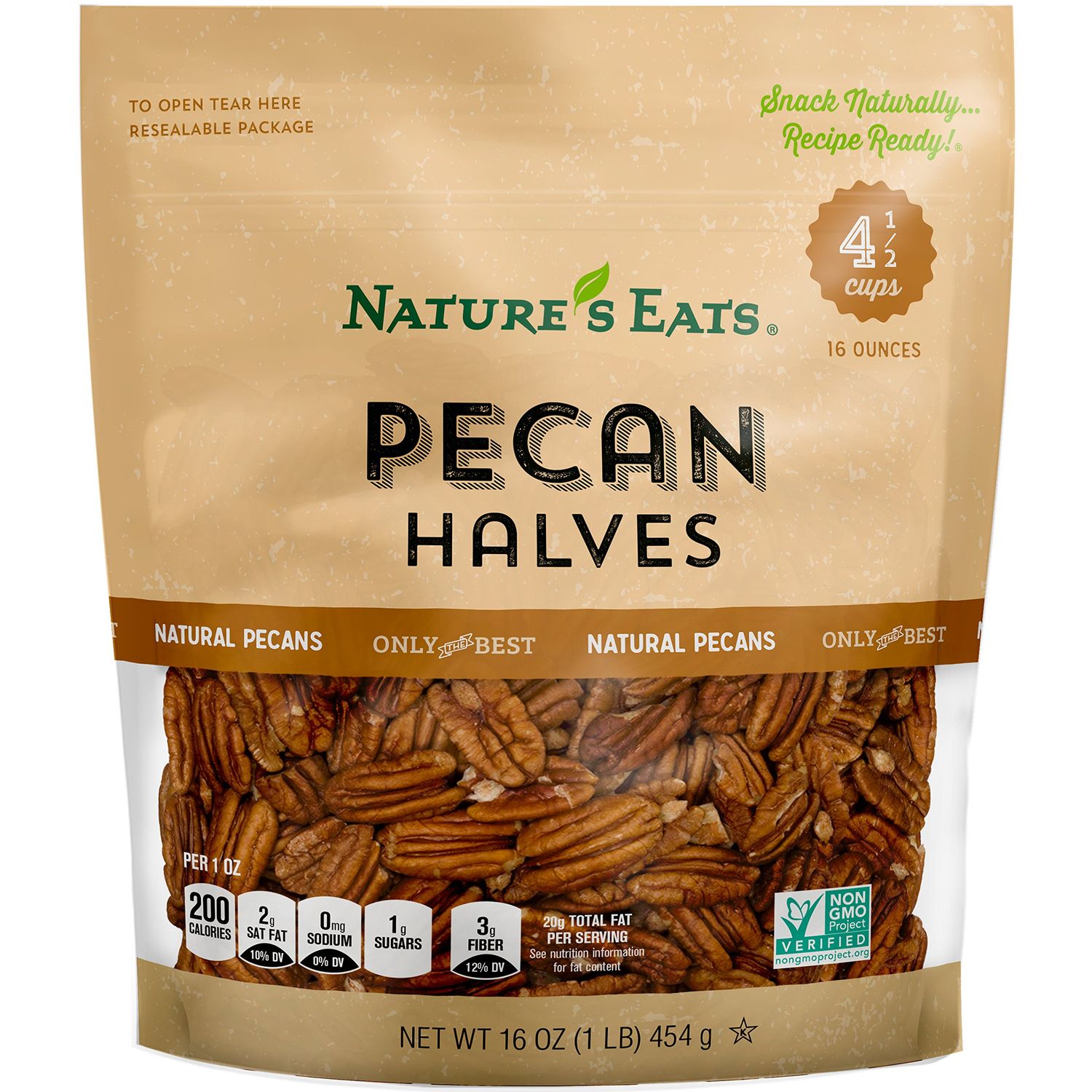 Nature&#39;s Eats Halves, Pecan, 16 Ounce (Pack of 1)