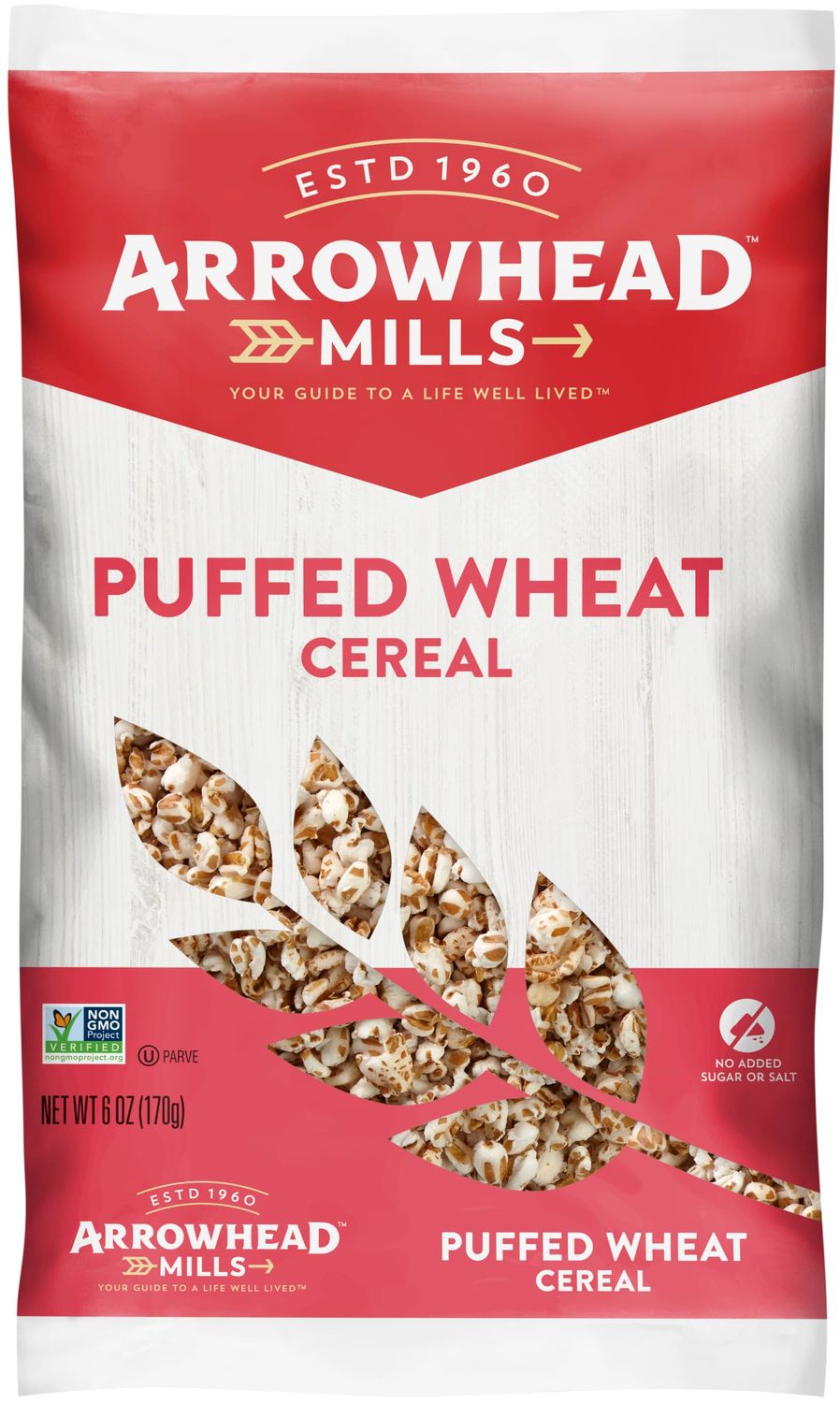Arrowhead Mills Cereal, Puffed Wheat, 6 oz. Bag (Pack of 4)