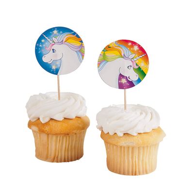 Fun Express Unicorn Paper Picks (25pc) for Birthday Party Supplies
