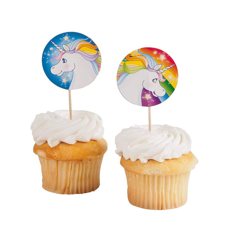Fun Express Unicorn Paper Picks (25pc) for Birthday Party Supplies