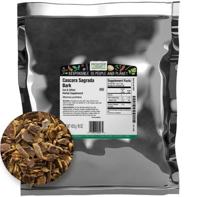 Frontier Co-op Cut &amp; Sifted Wildcrafted Cascara Sagrada Bark 1lb - Aged Buckthorn Bark, Bulk Wholesale Bag