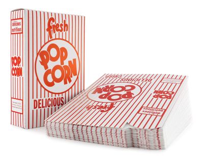 Snappy Popcorn 3.5-E Red and White Close Top Popcorn Boxes, 1.8 Oz, 500 Count