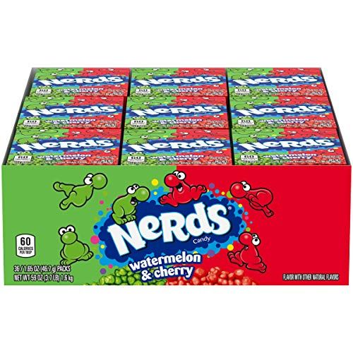 Nerds Candy, Watermelon &amp; Wild Cherry Flavor, 1.65 Ounce Treat-Size Theater Candy Boxes (Pack Of 36)
