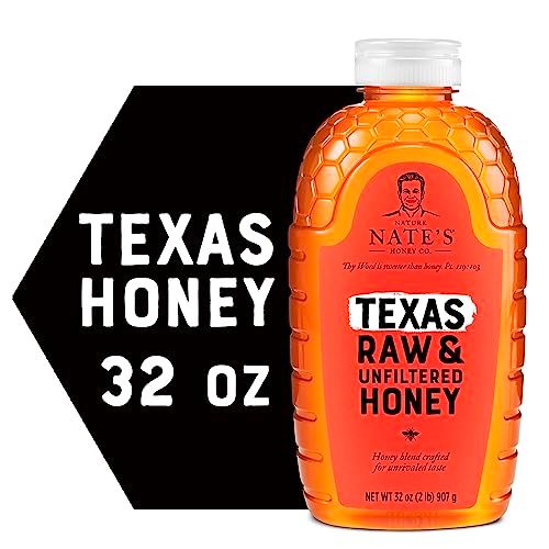 Nate&#39;s Texas 100% Pure, Raw &amp; Unfiltered Honey - 32 oz. Squeeze Bottle - All-natural Sweetener