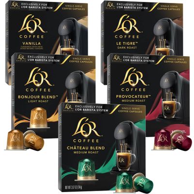 L&#39;OR Coffee Pods, 50 Capsules Coffee Lovers Variety Pack, Single Cup Aluminum Coffee Capsules Exclusively Compatible with the L&#39;OR BARISTA System