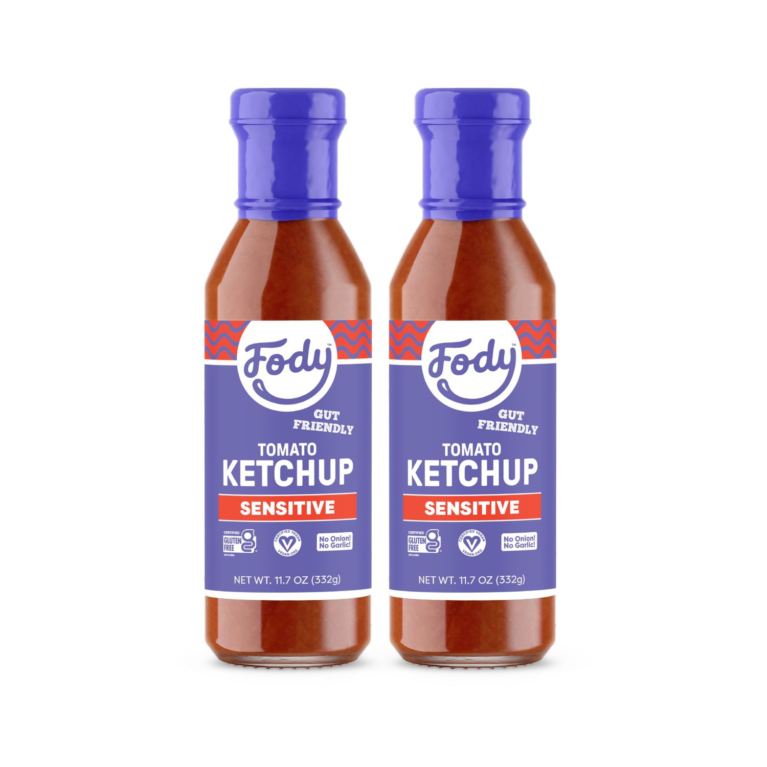 Fody Foods Vegan Regular Tomato Ketchup, Low Fodmap Certified, Sensitive Recipe, Gut &amp; IBS Friendly Condiment, Non GMO, 2 Pack