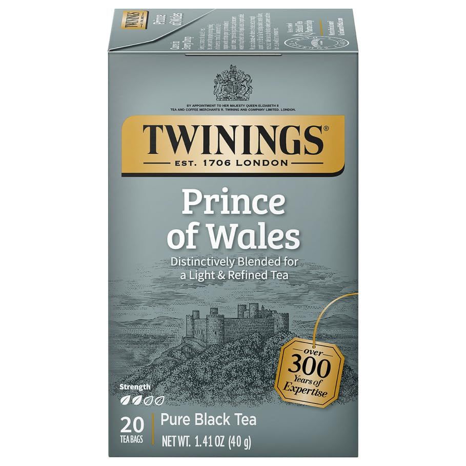Twinings Prince of Wales Tea - Classic, Mellow Caffeinated Black Tea Bags Individually Wrapped, 20 Count