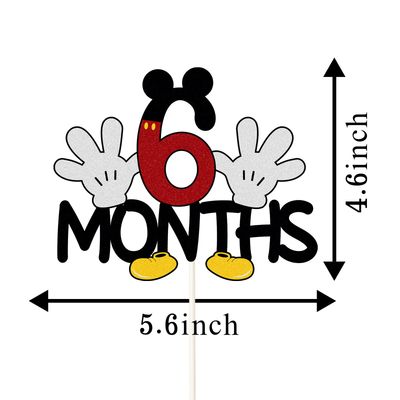 Mouse 6 Months Cake Topper,Colorful Cartoon Mouse - Half Birthday Cake Decor for Baby Boy Or Girl Baby Shower Party,1/2 Birthday Party Decorations
