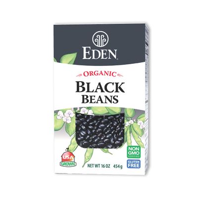 Eden Organic Dry Black Beans, 16 oz Box (1 lb), Non-GMO, U.S Grown, Turtle Beans, Frijol Negro, Caviar Criollo