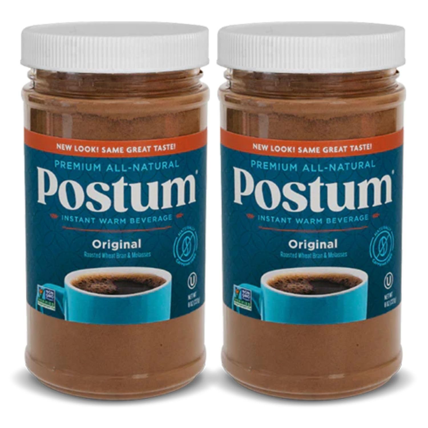 Postum Original Coffee Substitute Caffeine Free Delight with Roasted Wheat Bran &amp; Molasses (2 x 8oz) | Natural, Non-GMO, Vegan &amp; Healthy Coffee Alternative Caffeine Free