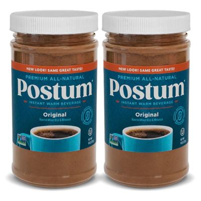 Postum Original Coffee Substitute Caffeine Free Delight with Roasted Wheat Bran &amp; Molasses (2 x 8oz) | Natural, Non-GMO, Vegan &amp; Healthy Coffee Alternative Caffeine Free