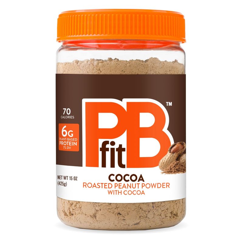 PBfit 15 Ounce Peanut Butter Powder Chocolate Flavor, Cocoa Powdered Peanut Butter Spread From Real Roasted Peanuts and Cocoa, 6g of Protein 7% DV, Gluten-Free, 70 calories, 88% less fat (Pack of 1)
