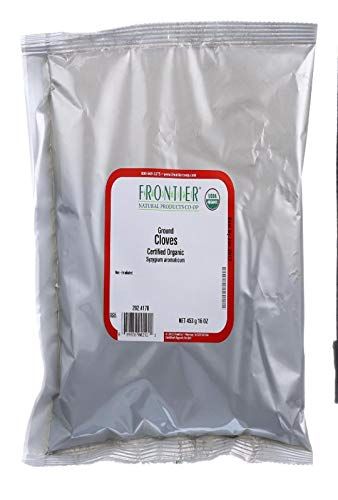 Frontier Co-op Organic Ground Cloves, 1-pound Bulk Bag, Pure Ground Cloves, Kosher, Pungent Warm Aroma, Bittersweet &amp; Spicy