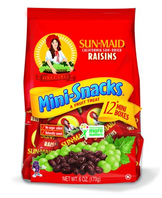 Sun-Maid California Dried Raisins Mini Snack Packs 0.5 Oz Boxes, 12 CT (Pack of 6)
