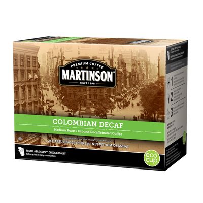 Martinson Colombian Decaf, Medium Roast Coffee, Keurig K-Cup Brewer Compatible Pods, 24 Count (Pack of 1)