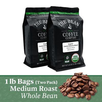 The Bean Organic Coffee Company Central America, Medium Roast, Whole Bean Coffee, 16-Ounce Bags (Pack of 2)