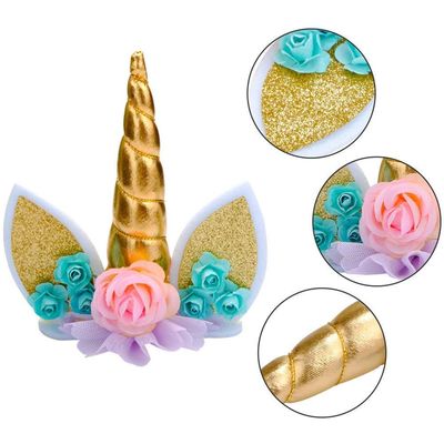 Unicorn Cake Topper with Eyelashes and 24 Pieces Double Sided Unicorn Cupcake Toppers set for Birthday Party Supplies, Wedding, Baby Shower