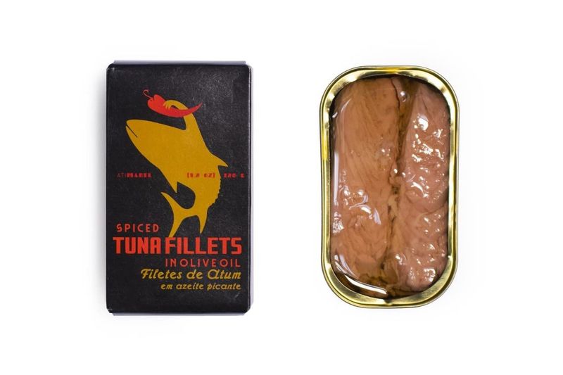 Spiced Portuguese Skipjack Tuna Fillets Canned in Olive Oil Wild Caught, B Vitamins, Omega-3 Tinned Fish by Ati Manel 120g Can 1.0 Count