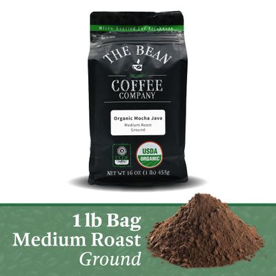 The Bean Organic Coffee Company Mocha Java, Medium Roast, Ground Coffee, 16-Ounce Bag,Caf molido tostado organico