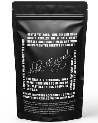 Farm-fresh: 100% Kona Coffee 16 oz (1 Lb) Bag - Dark Roast Arabica GROUND - Blue Horse 100% Kona Coffee From Hawaii