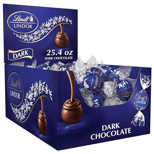 Lindt LINDOR Dark Chocolate Candy Truffles, Dark Chocolate with Smooth, Melting Truffle Center, 25.4 oz., 60 Count