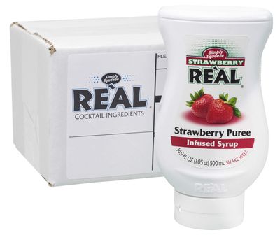 Strawberry Rel, Strawberry Puree Infused Syrup, 16.9 FL OZ Squeezable Bottle (Pack of 1)