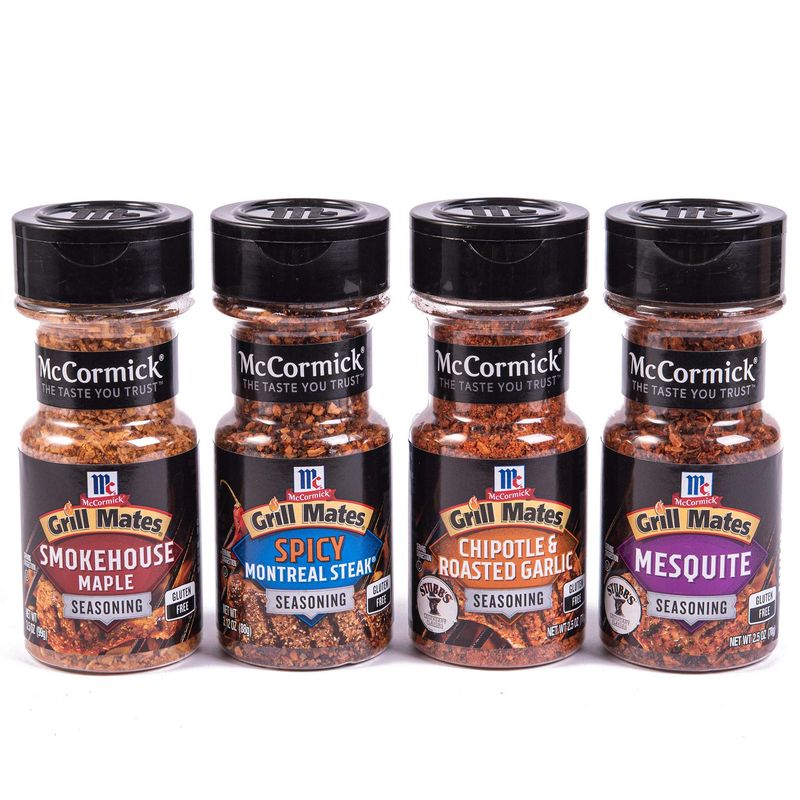 McCormick Grill Mates Unique Blends Grilling Variety Pack (Chipotle &amp; Roasted Garlic, Mesquite, Spicy Montreal Steak, Smokehouse Maple), 4 Count