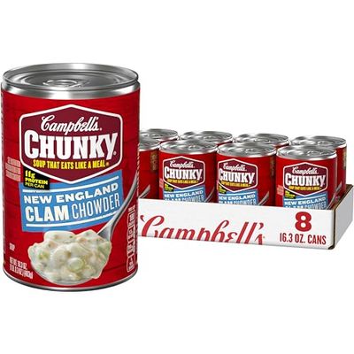 Campbells Chunky Soup, New England Clam Chowder, 16.3 Oz Can (Case of 8)