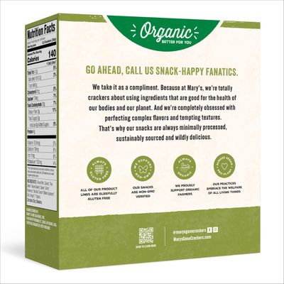 Mary's Gone Crackers Herb Crackers, Organic Brown Rice, Flax &amp; Sesame Seeds, Gluten Free, 6.5 Ounce