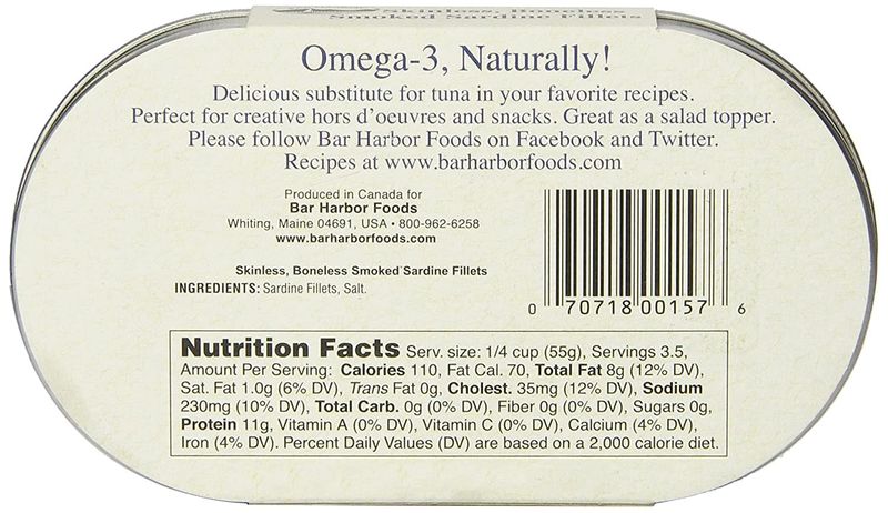 Bar Harbor Skinless Boneless Smoked Sardine Fillets, 6.7-Ounce (Pack of 6)