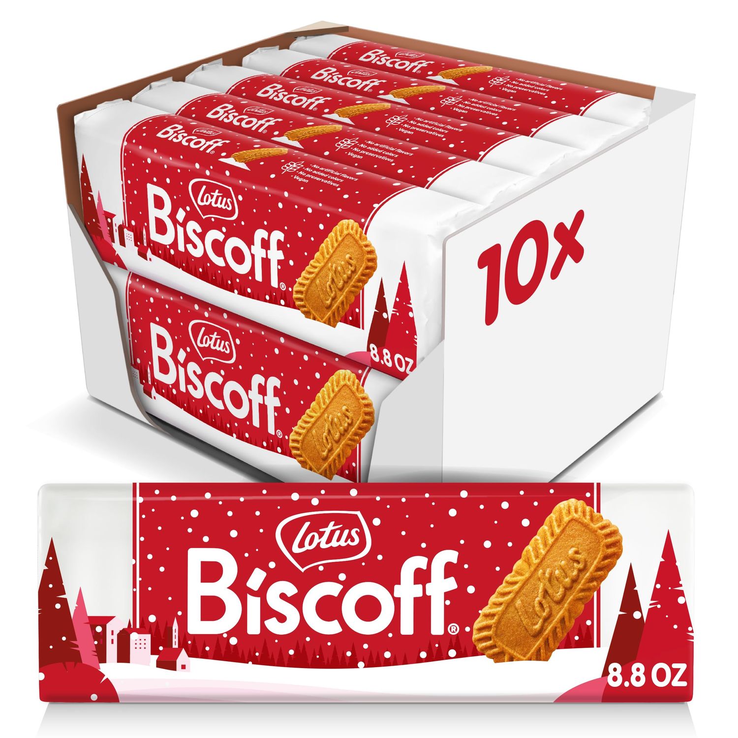 Lotus Biscoff, Caramelized Biscuit Cookies, non GMO + Vegan - 8.8 Ounce (Pack of 10)