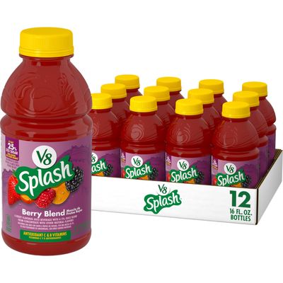 V8 Splash Berry Blend Flavored Juice Beverage, 16 fl oz Bottle (12 Pack)