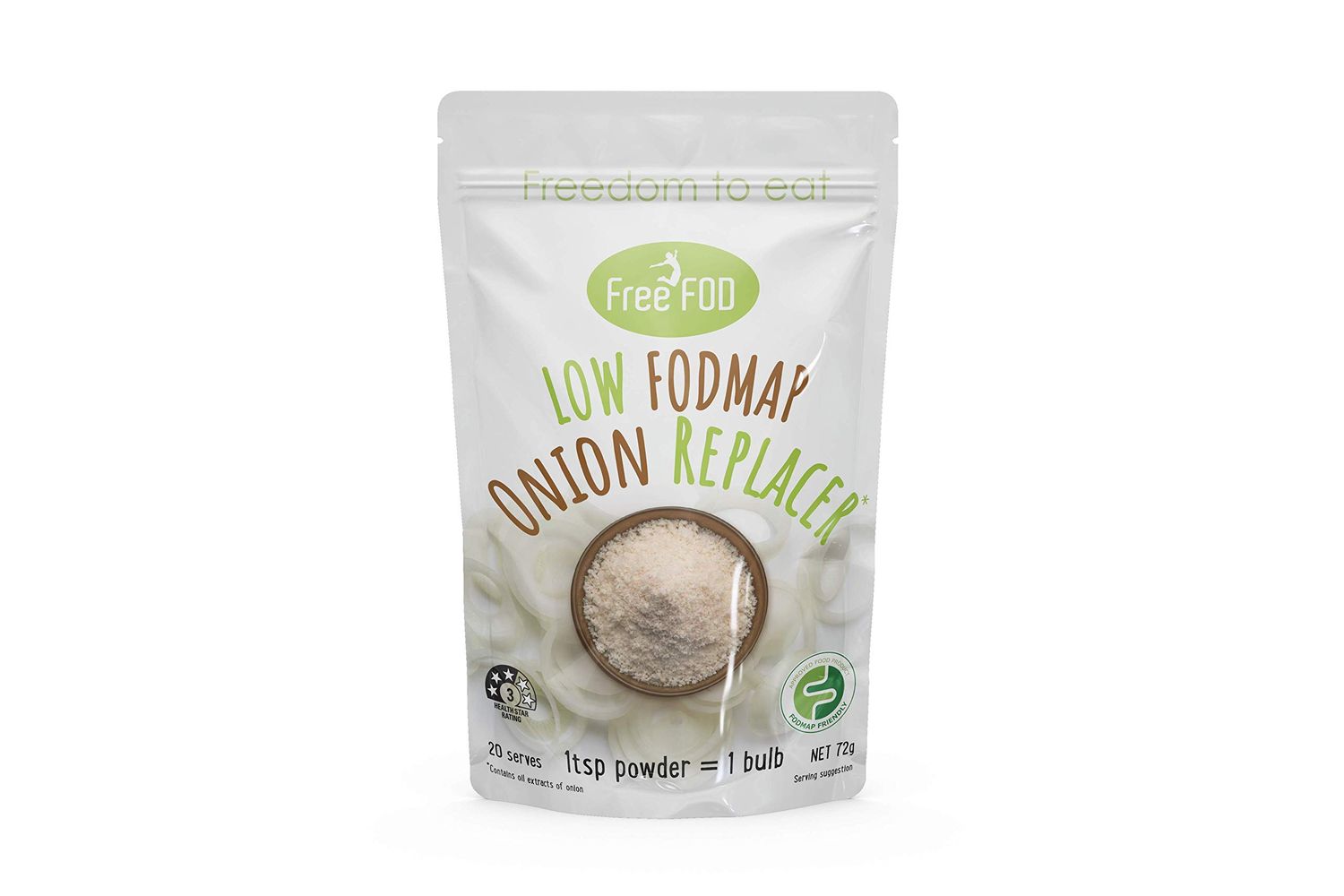 FreeFOD Onion Replacer | Low FODMAP Onion Seasoning | Made with Real Onion Oil | 72g | GMO-FREE