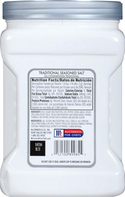 McCormick Culinary Traditional Seasoned Salt, 4.5 lb - One 4.5 Pound Container of Bulk All-Purpose Seasoning Salt, Perfect for Meats, Seafood, Vegetable Dishes and More