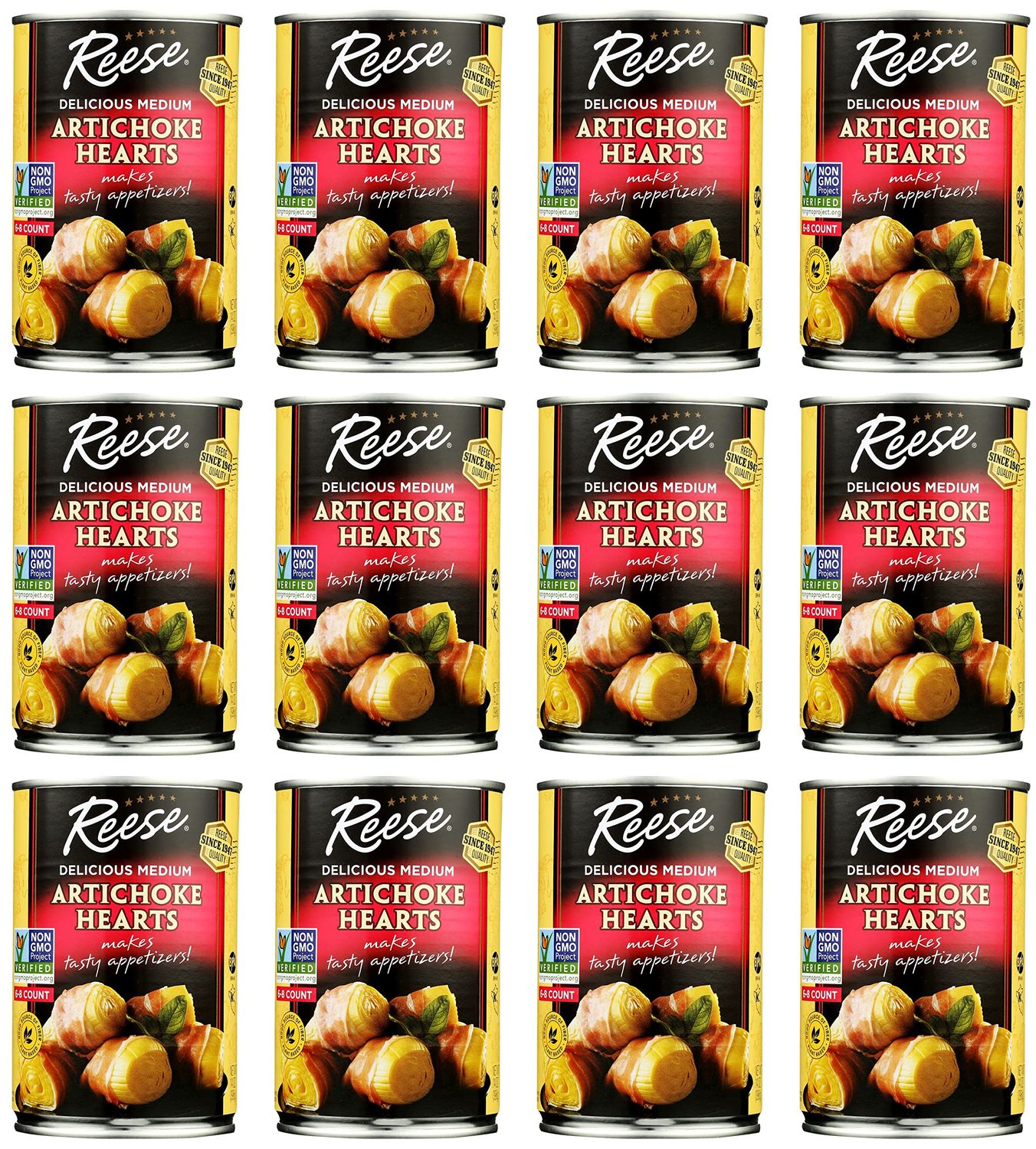 Reese Medium Artichoke Hearts Non GMO, 14 Ounce (Pack of 12)