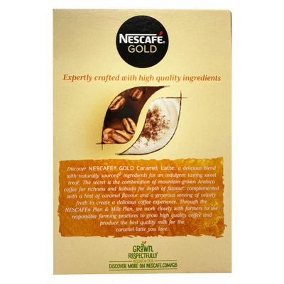 Original Nescafe Gold Caramel Latte Coffee Sachets Imported From The UK England Instant Coffee Finely Beans With Milk Sugar British Frothy Coffee Nescafe Caf Menu Latte Caramel, 136 g
