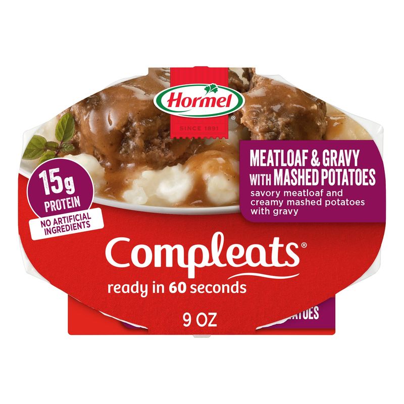 HORMEL COMPLEATS Meatloaf &amp; Gravy With Mashed Potatoes Microwave Tray, 9 oz. (6 Pack)