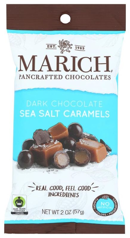 Marich Dark Chocolate Salted Caramels 2.1 Ounce Bag (Pack of 12)